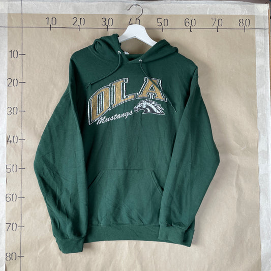 Mørkegrøn Vintage Hoodie Med OLA Print Og Hestemotiv