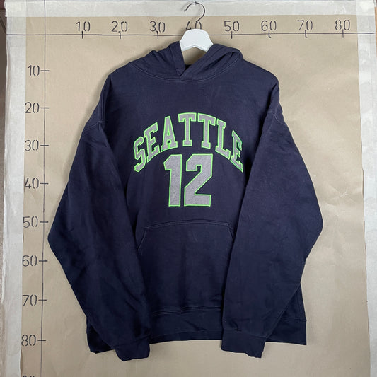 Mørkeblå Seattle Hoodie Med Neon Grøn 12 Print