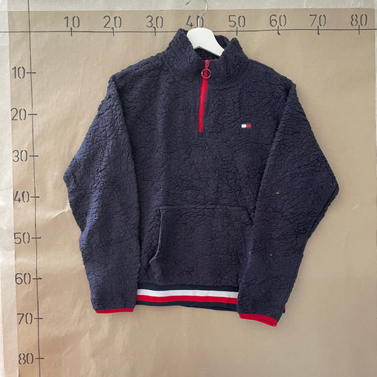 Marineblå Tommy Hilfiger Fleece Med Rød Lynlås