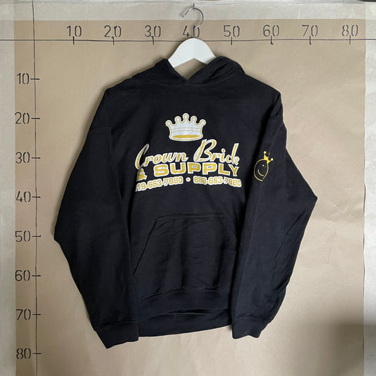 Sort Vintage Crown Brick Hoodie Med Gul Grafik