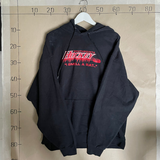 Sort Vintage Southpointe Hockey Hoodie Med Rødt Print