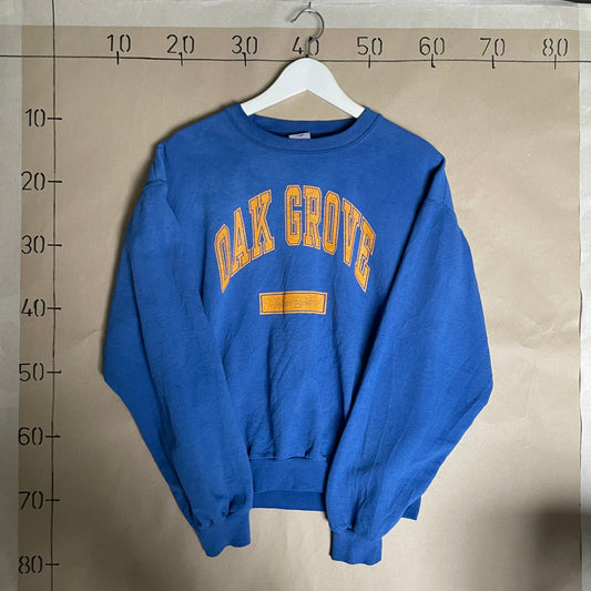 Blå Vintage Oak Grove Sweatshirt Med Gult Print