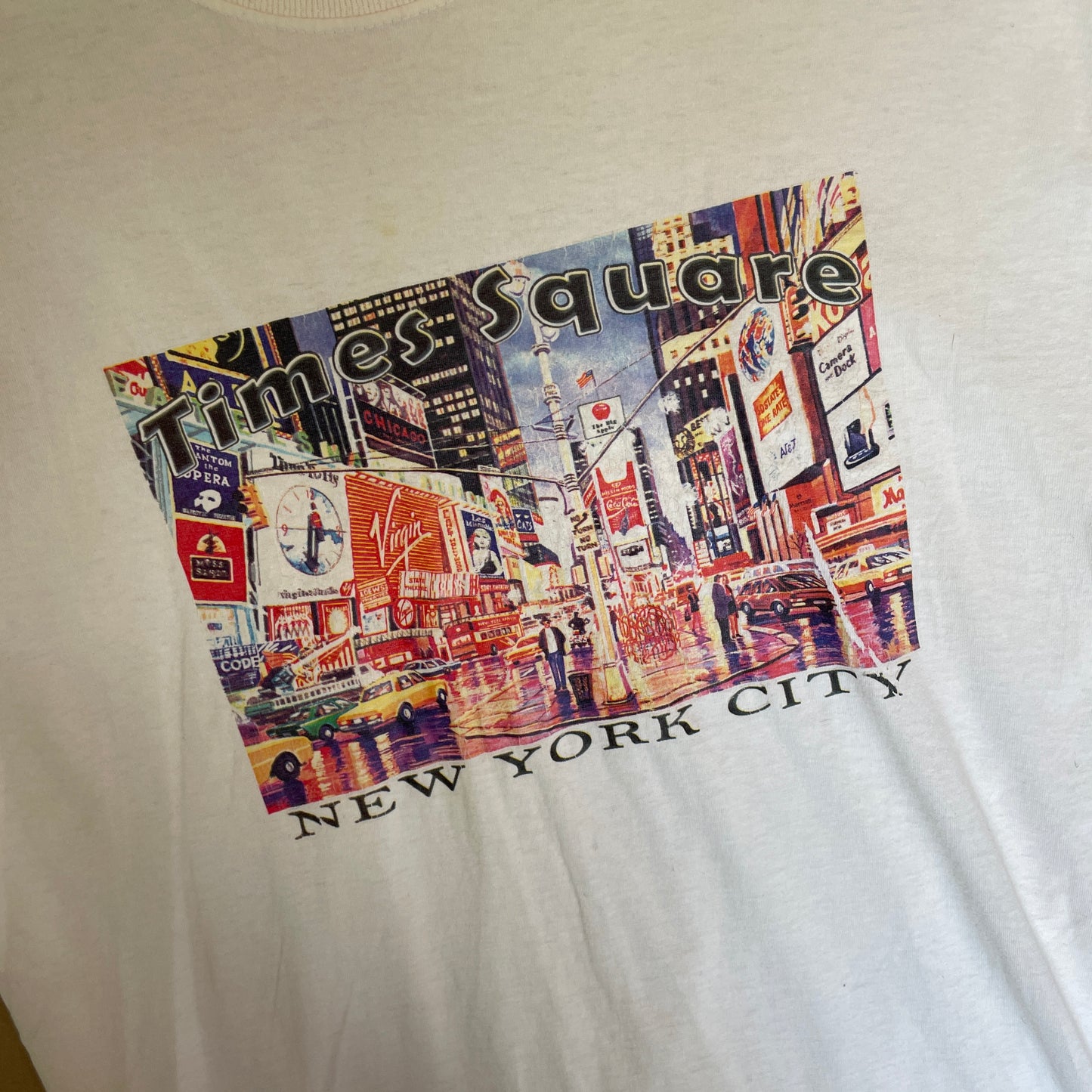 Hvid Vintage Times Square New York T-Shirt