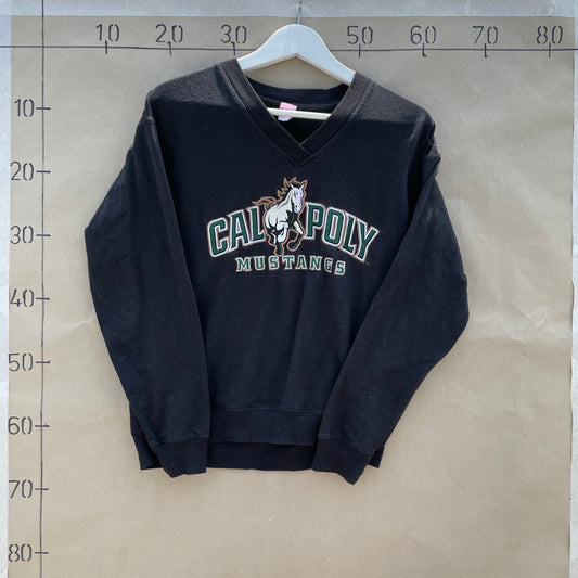 Sort Cal Poly Mustangs Vintage Sweatshirt Med V-Hals