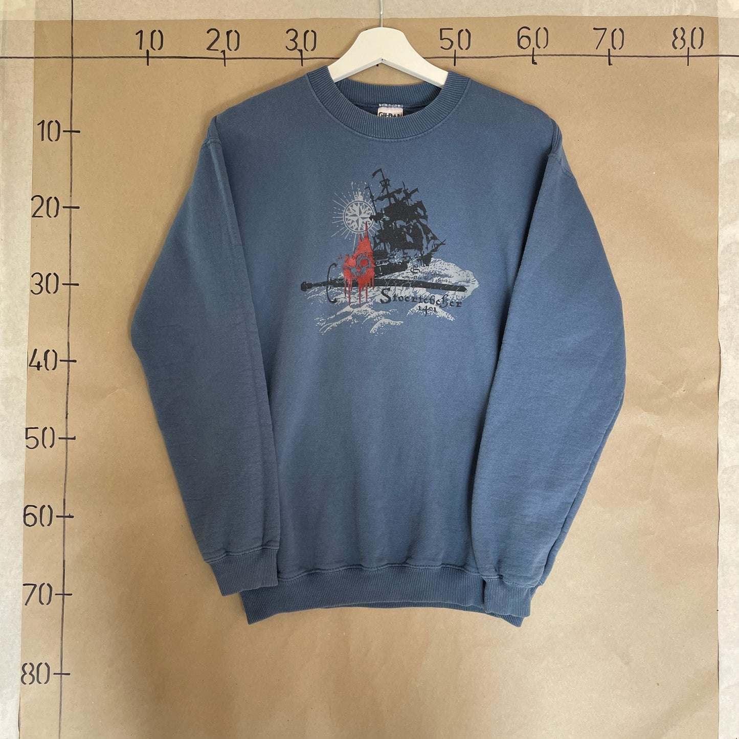 Blå Vintage Pirat Sweatshirt