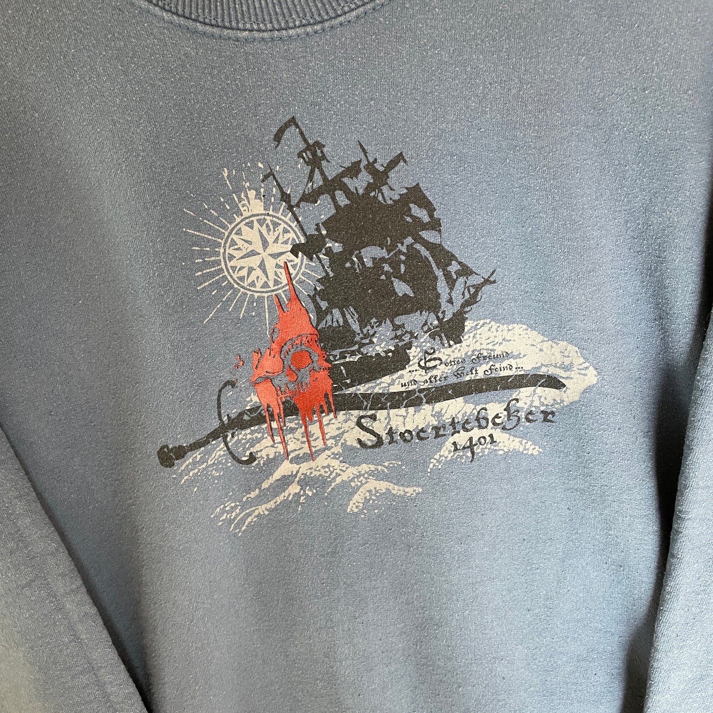 Blå Vintage Pirat Sweatshirt
