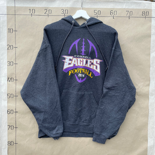 Grå Vintage Hoodie Med Connell Eagles Football Print
