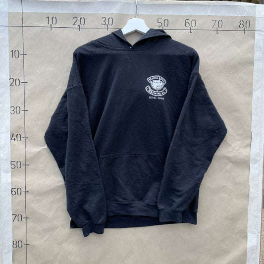 Sort Vintage Sunday River Brewing Co Hoodie Med Farverigt Rygprint