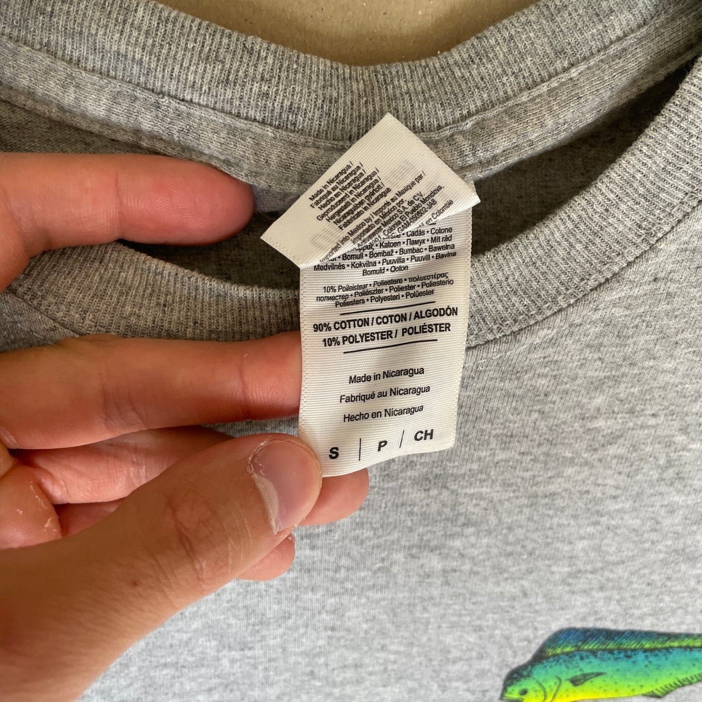 Grå Vintage Fiske T-Shirt