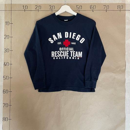 Blå Vintage San Diego Rescure Team Langærmet T-Shirt