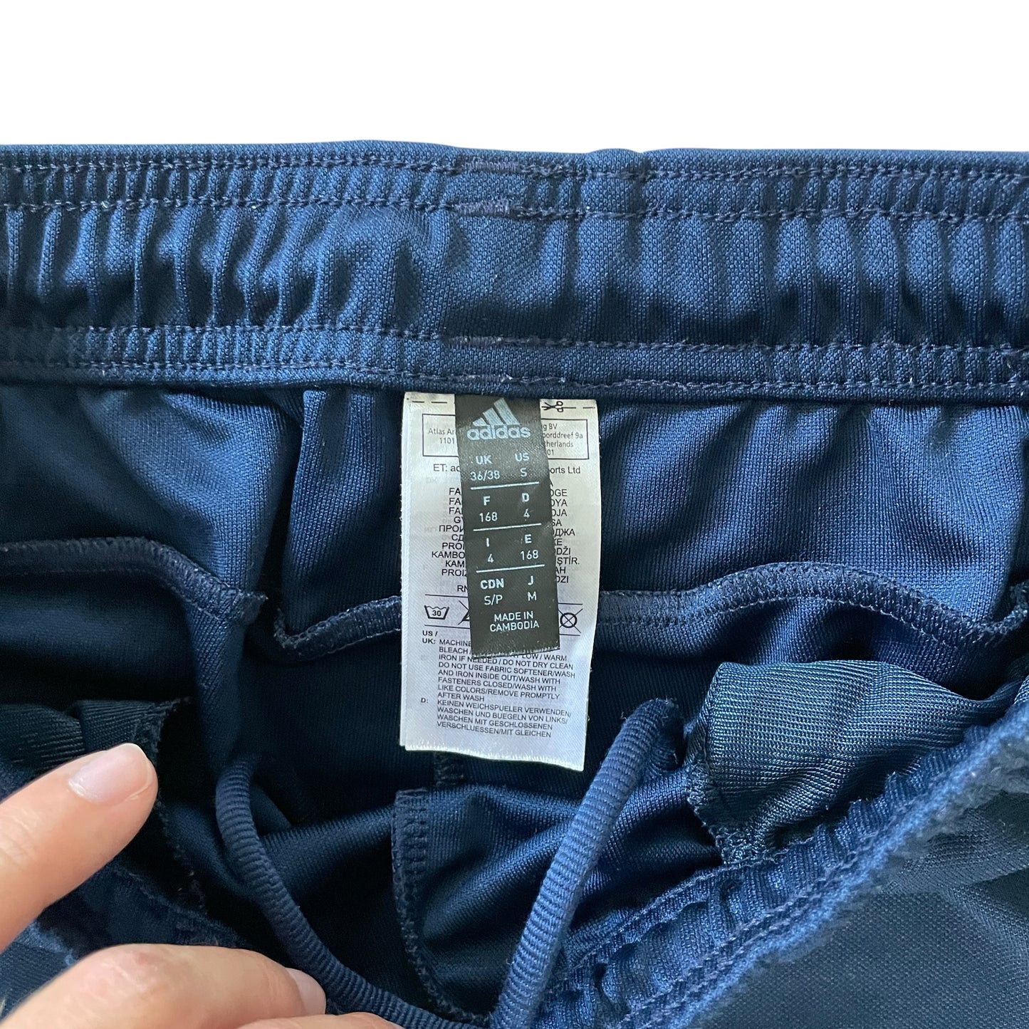 Mørkeblå Adidas Træningsbukser Med Hvide Striber