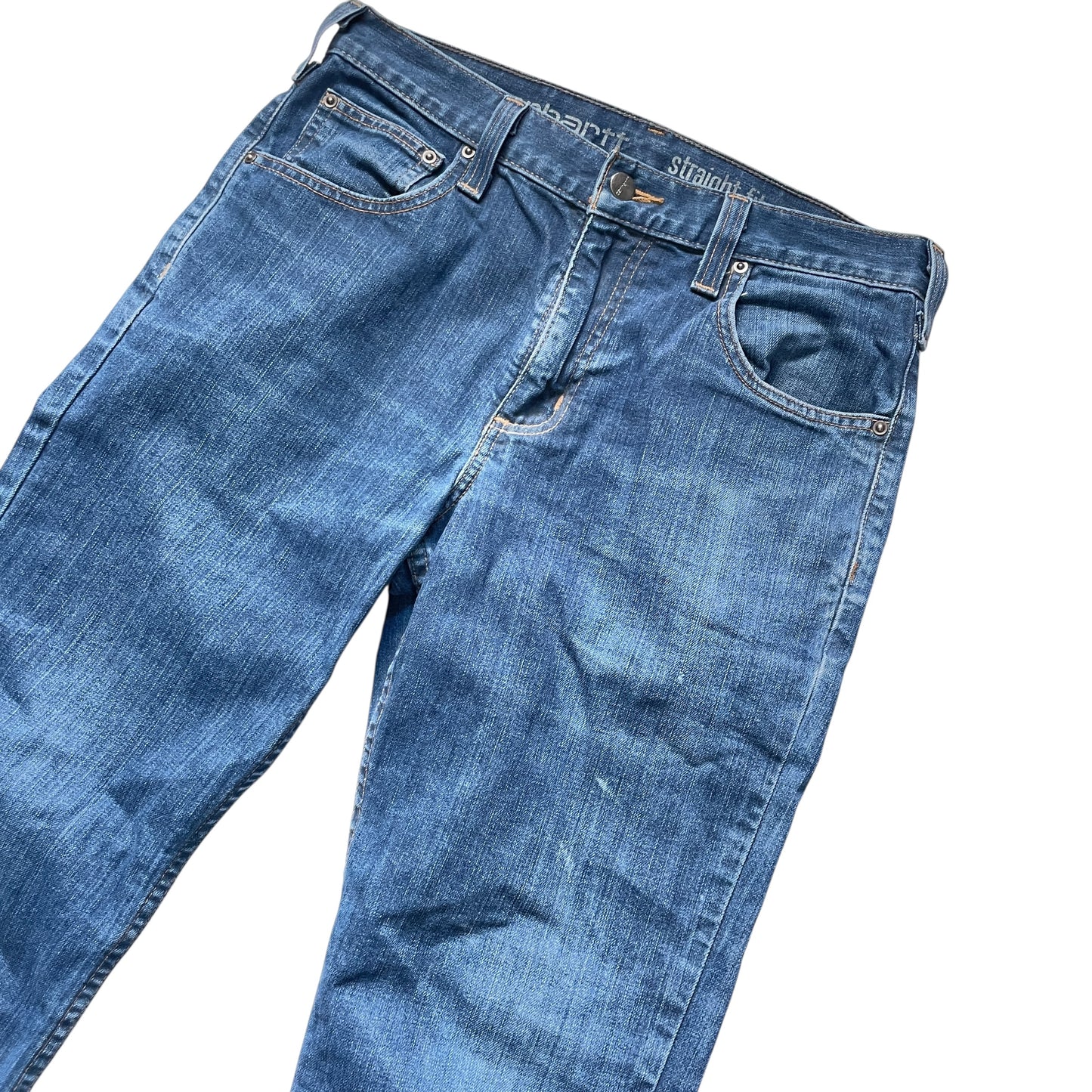 Carhartt Lyseblå Straight Fit Jeans I Slidstærkt Denim