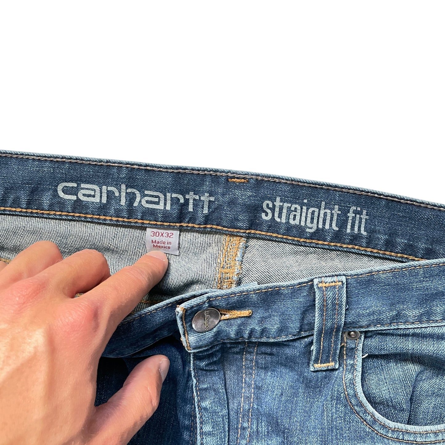 Carhartt Lyseblå Straight Fit Jeans I Slidstærkt Denim